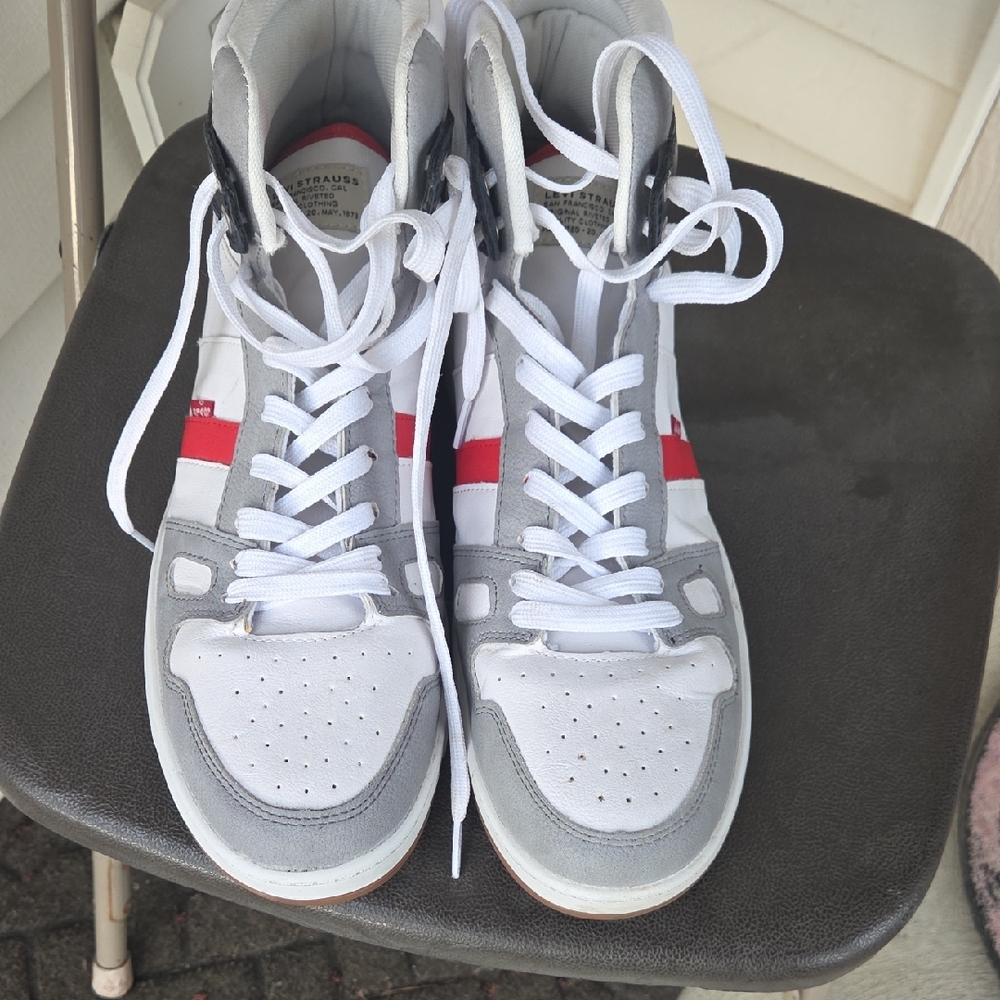 Levi's Men's High-Top Sneakers in White, Gray & Red